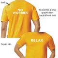 Graphic tee No Worries and Relax gold shirt